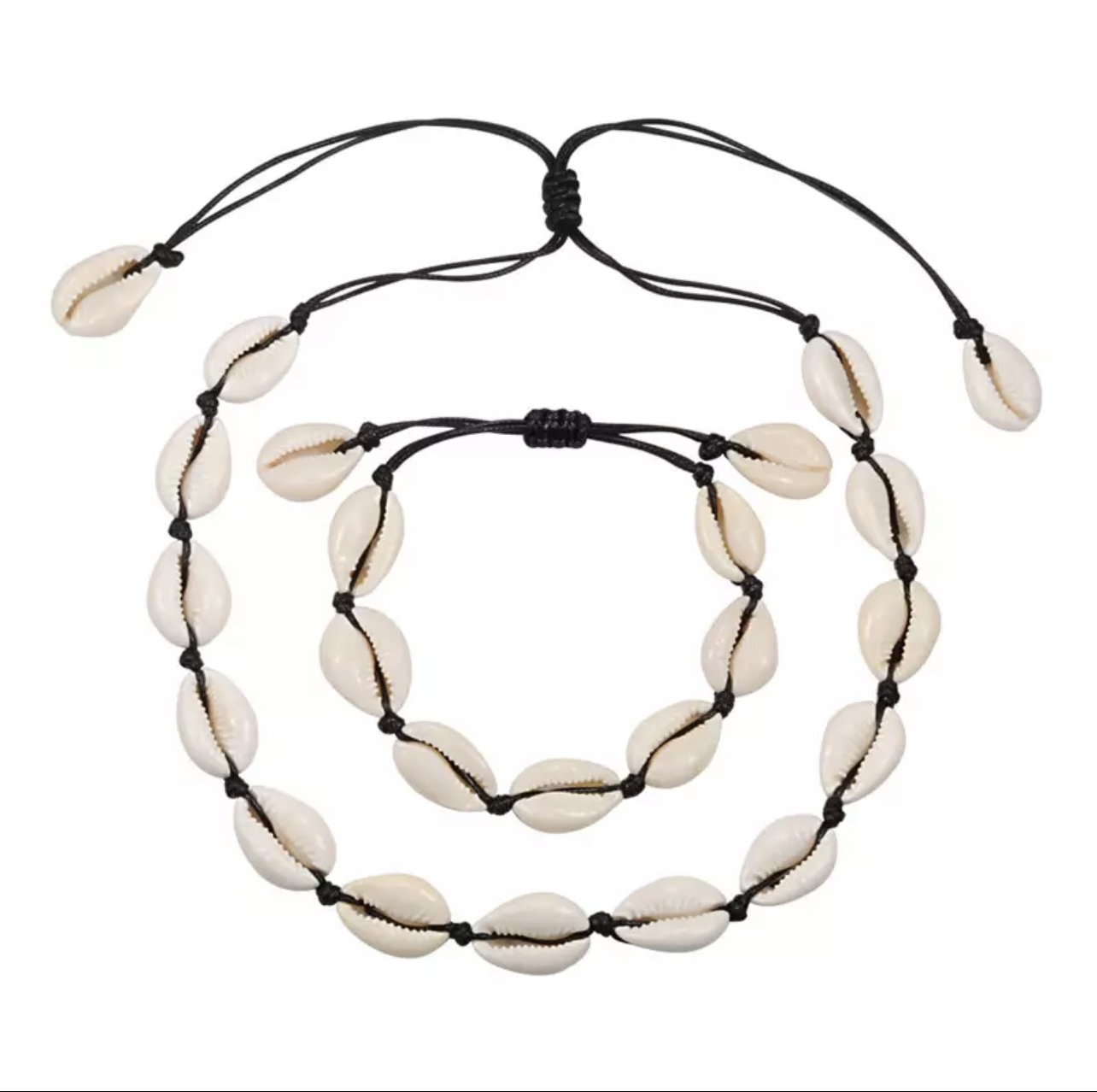 Cowrie necklace and bracelet set 